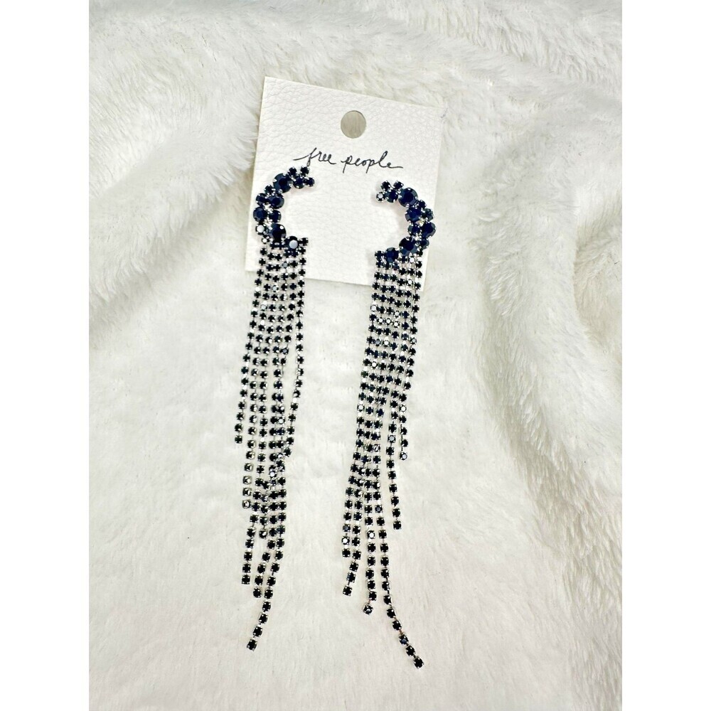 NEW Free People You Make Me Feel Like Dancing Dangles Moon Earrings Silver Onyx